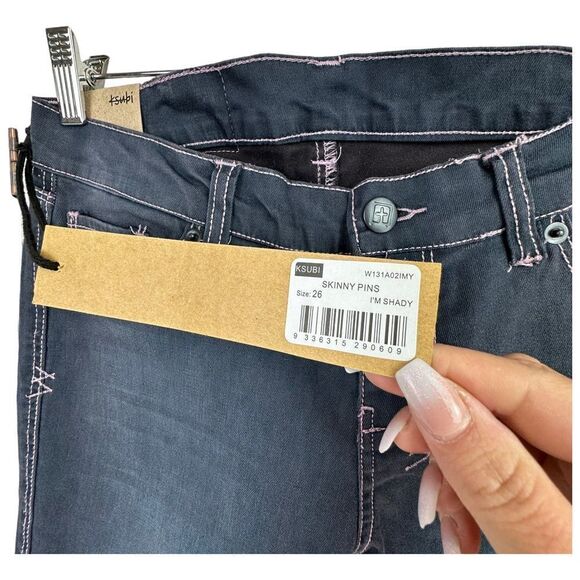 KSUBI Skinny Pins I'm Shady Women's Low Rise Skinny Jeans NWT 26 - Picture 8 of 8